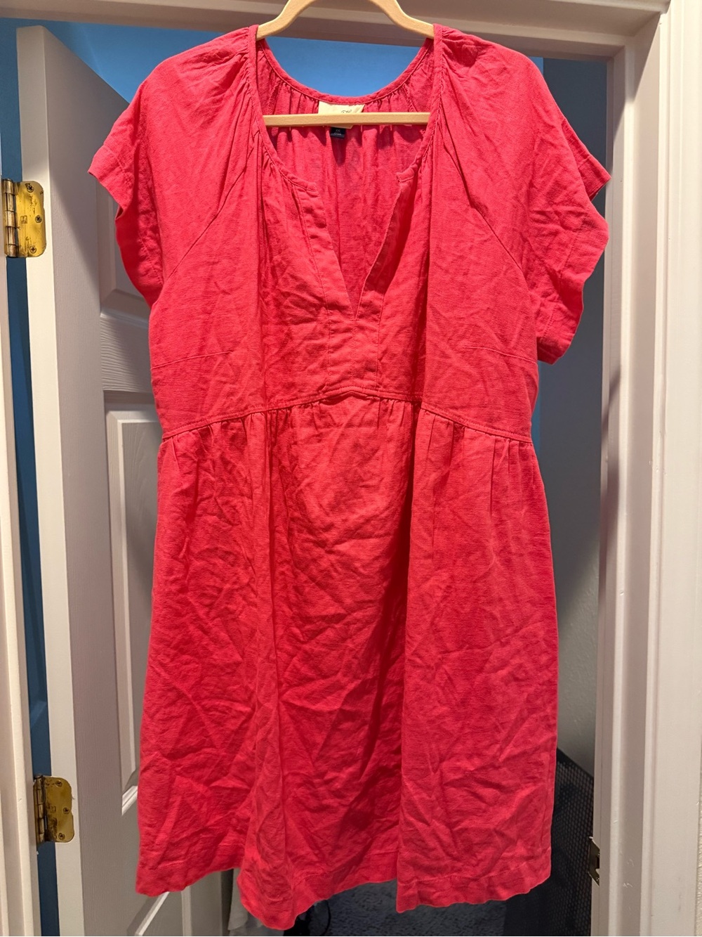 Vibrant Pink/Coral Short Sleeve Babydoll Dress